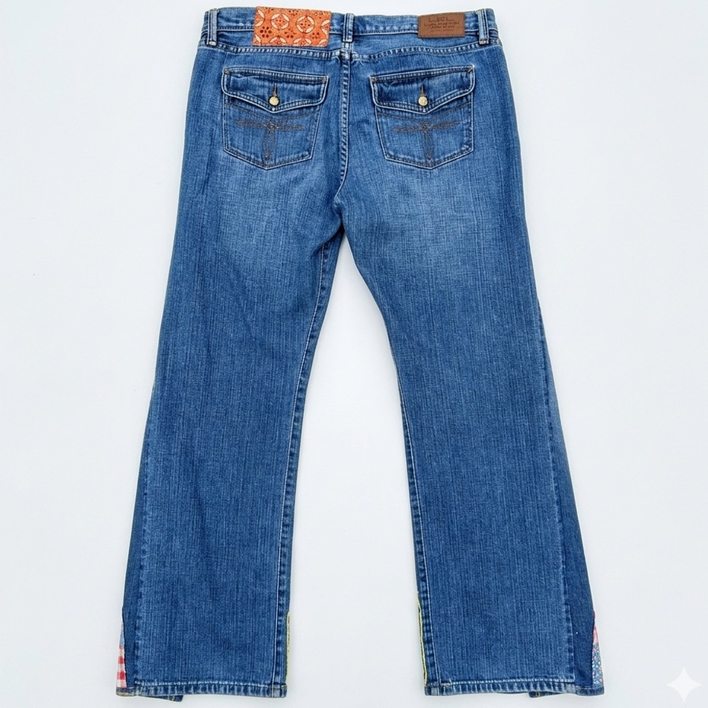 NWOT Lauren Ralph Lauren Colorful Patchwork Flare Jeans - Picture 2 of 8